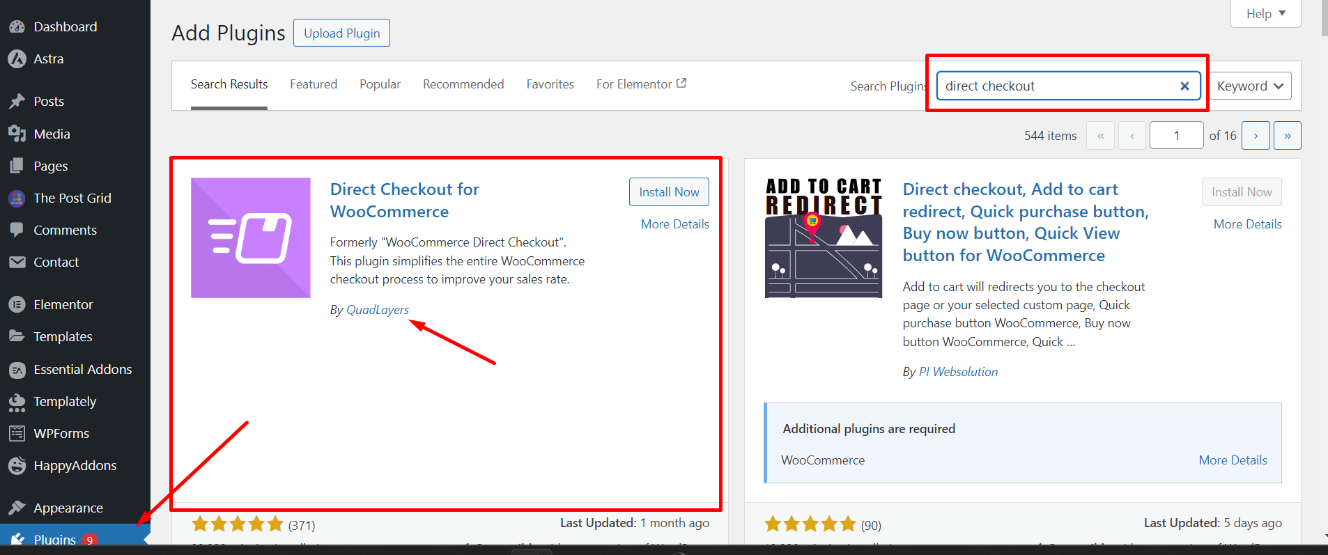 direct checkout plugin